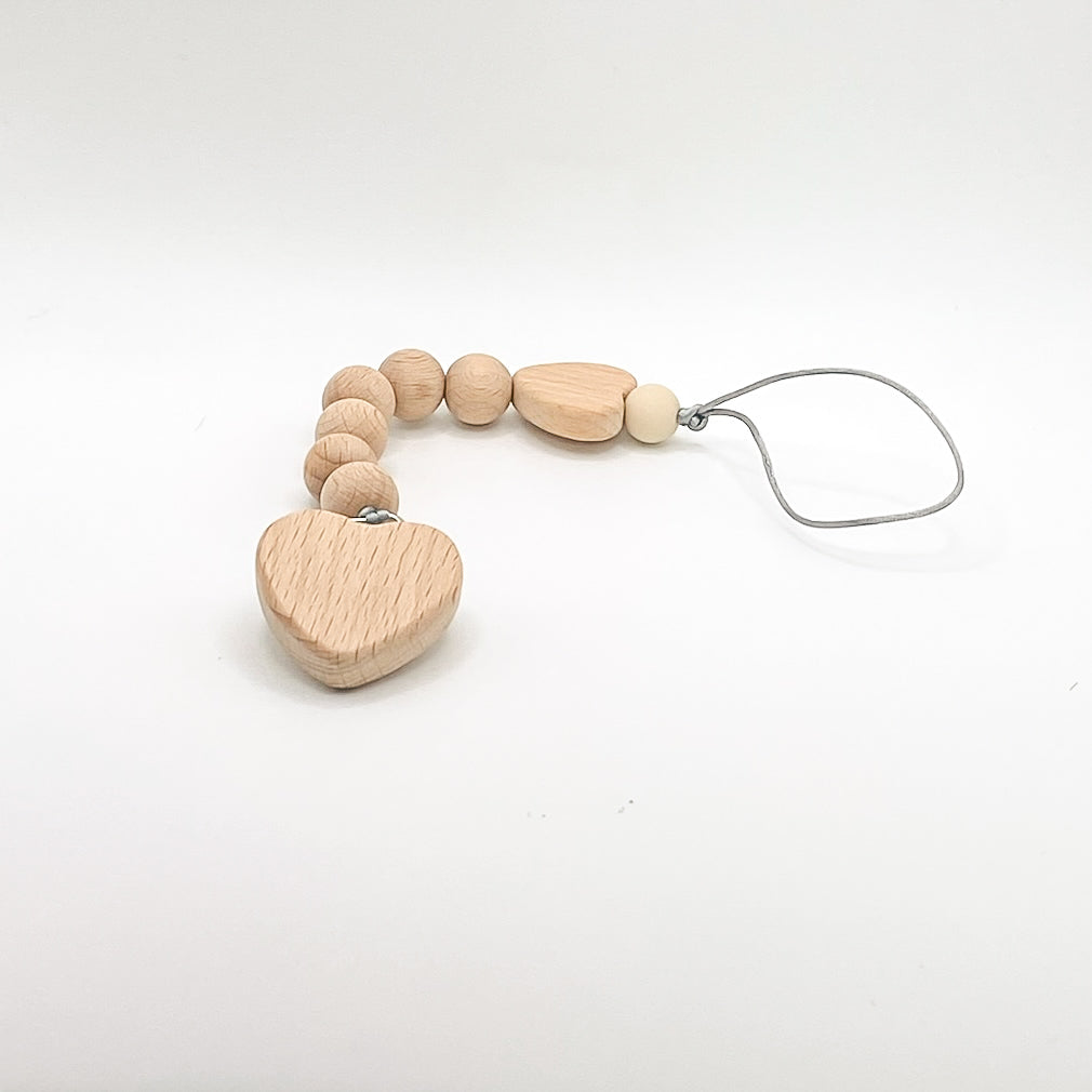 The Wooden Pacifier Clip - Hearts